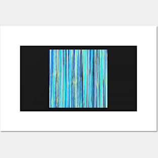turquoise blue gold abstract striped pattern Posters and Art